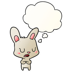cartoon rabbit talking and thought bubble in smooth gradient style