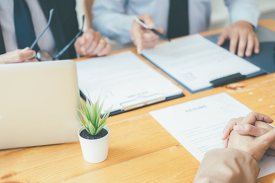 Attractive young business woman in a job interview with a corporate personnel manager