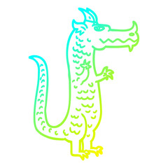 cold gradient line drawing cartoon magical dragon