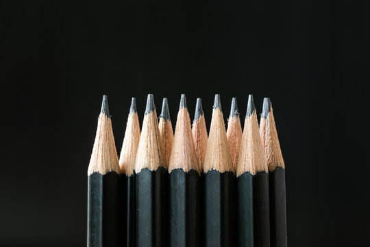 Close Up Of Pencil Tip On Black Background