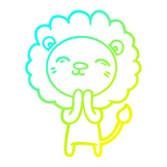 cold gradient line drawing cartoon lion