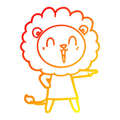 warm gradient line drawing laughing lion cartoon