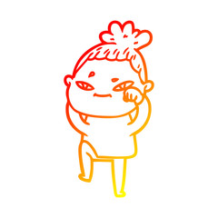 warm gradient line drawing cartoon woman