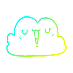 cold gradient line drawing cute cartoon cloud