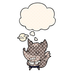 cartoon werewolf and thought bubble in comic book style