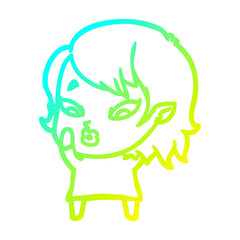 cold gradient line drawing cute cartoon vampire girl