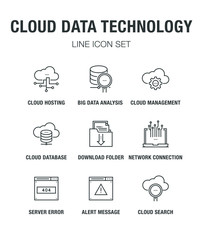 CLOUD DATA TECHNOLOGY LINE ICON SET