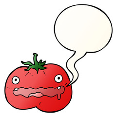 cartoon tomato and speech bubble in smooth gradient style