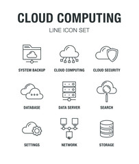 CLOUD COMPUTING LINE ICON SET