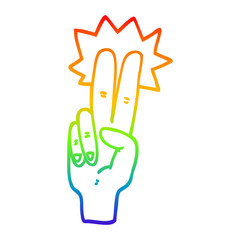 rainbow gradient line drawing cartoon peace sign