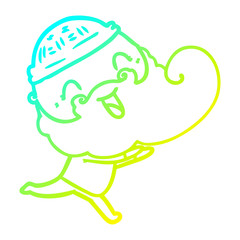 cold gradient line drawing happy bearded man