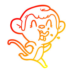 warm gradient line drawing crazy cartoon monkey