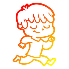 Obraz premium warm gradient line drawing cartoon happy boy