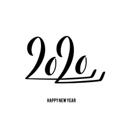 Happy New Year 2020 card with hand drawn lettering.