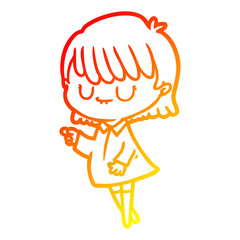 warm gradient line drawing cartoon woman