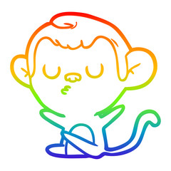rainbow gradient line drawing cartoon monkey