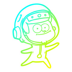 cold gradient line drawing happy astronaut cartoon