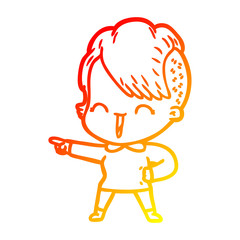 warm gradient line drawing cartoon happy hipster girl