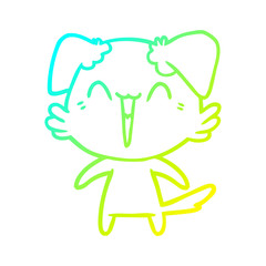 cold gradient line drawing happy little dog cartoon