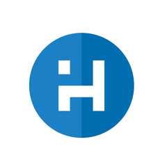Digital Letter H Circle Logo, Alphabet H Icon Design, Blue Color Vector Illustration