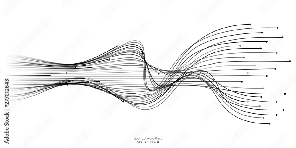 Poster Vector wave lines flowing dynamic in isolated on white background for concept of AI technology, digital, communication, science, music
