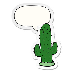 cartoon cactus and speech bubble sticker