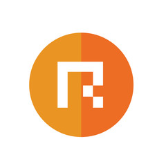 Obraz premium Alphabet R With Orange Circle, Flat Icon Design - Vector