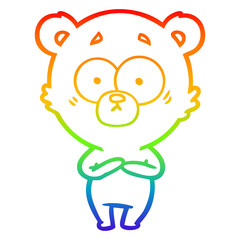 rainbow gradient line drawing surprised bear cartoon
