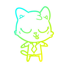 cold gradient line drawing cartoon business cat