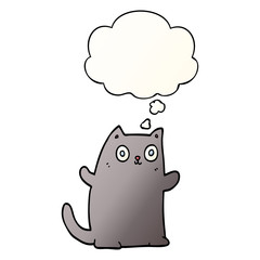 cartoon cat and thought bubble in smooth gradient style
