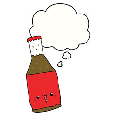 cartoon beer bottle and thought bubble