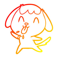 warm gradient line drawing cute cartoon dog