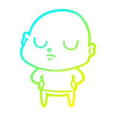 cold gradient line drawing cartoon bald man