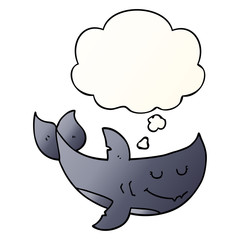 cartoon shark and thought bubble in smooth gradient style