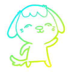 cold gradient line drawing happy cartoon dog