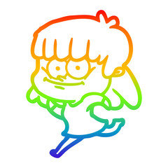 rainbow gradient line drawing cartoon smiling woman