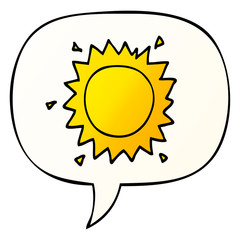 cartoon sun and speech bubble in smooth gradient style