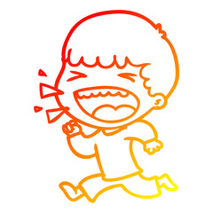 warm gradient line drawing cartoon laughing man