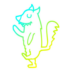cold gradient line drawing cartoon fox walking