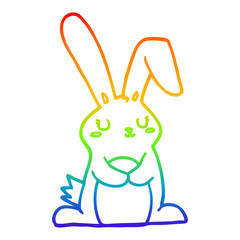 rainbow gradient line drawing cartoon rabbit