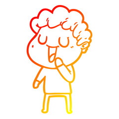 warm gradient line drawing laughing cartoon man