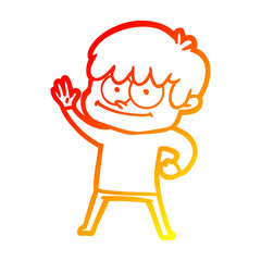 warm gradient line drawing happy cartoon man