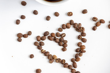 Coffee beans. Isolated on a white background closeup