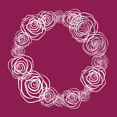 Round frame of roses vector.