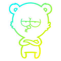 cold gradient line drawing bored bear cartoon