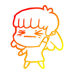 warm gradient line drawing cartoon woman