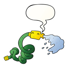 cartoon hosepipe and speech bubble in smooth gradient style