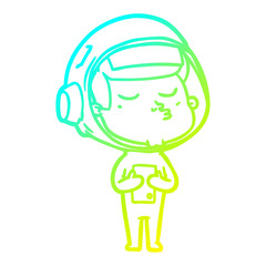 cold gradient line drawing cartoon confident astronaut
