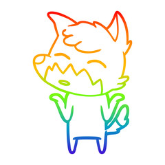 rainbow gradient line drawing cartoon fox