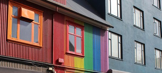 Corrugated Iron facade old Reykjavik in Iceland